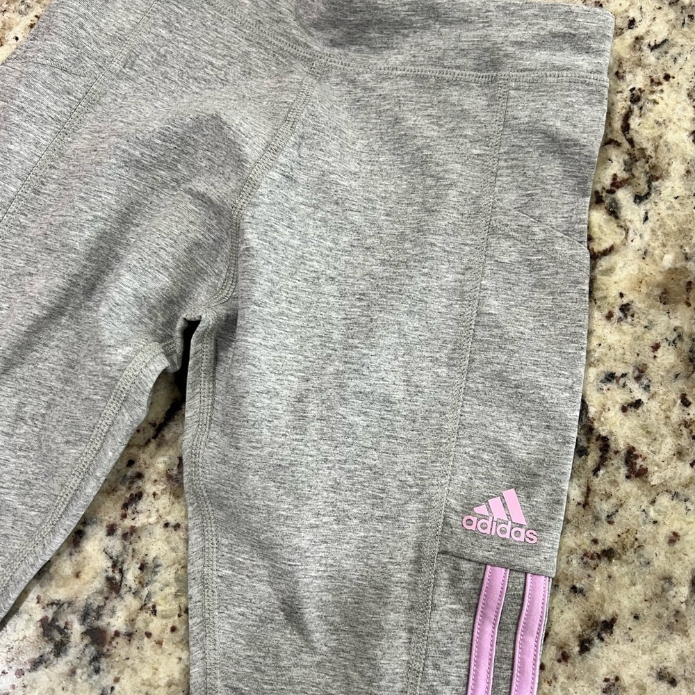 Adidas Kids Gray and Lavender Leggings - Picture 3 of 5